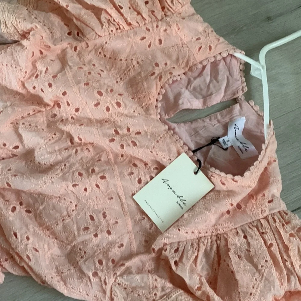 VICI Delilah Eyelet Cutout Maxi Dress Peach Pink Small S NWT boho romantic - Picture 13 of 16